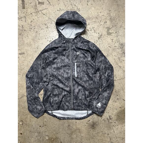 Nike Gray Camo Patterned Athletics West‎ 2011 Nylon Sample Windbreaker Men’s M - Picture 1 of 13